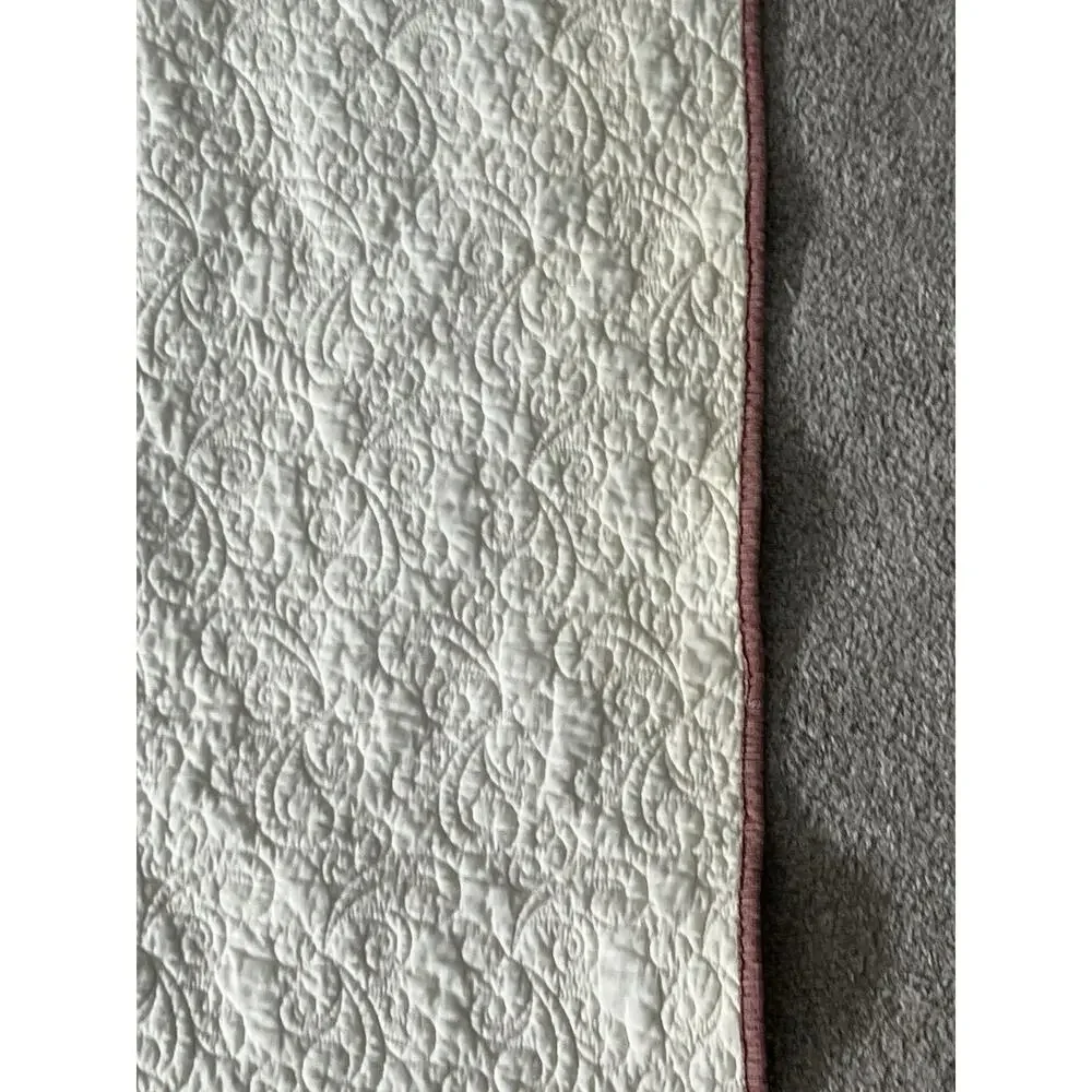 Handmade Quilted Bed Blanket Throw Floral Geometric Grannycore Cream Multicolor